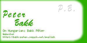 peter bakk business card